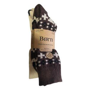BORN 2 Pair Men's Wool Blend, Thick Warm Boot Socks, Cushion Sole